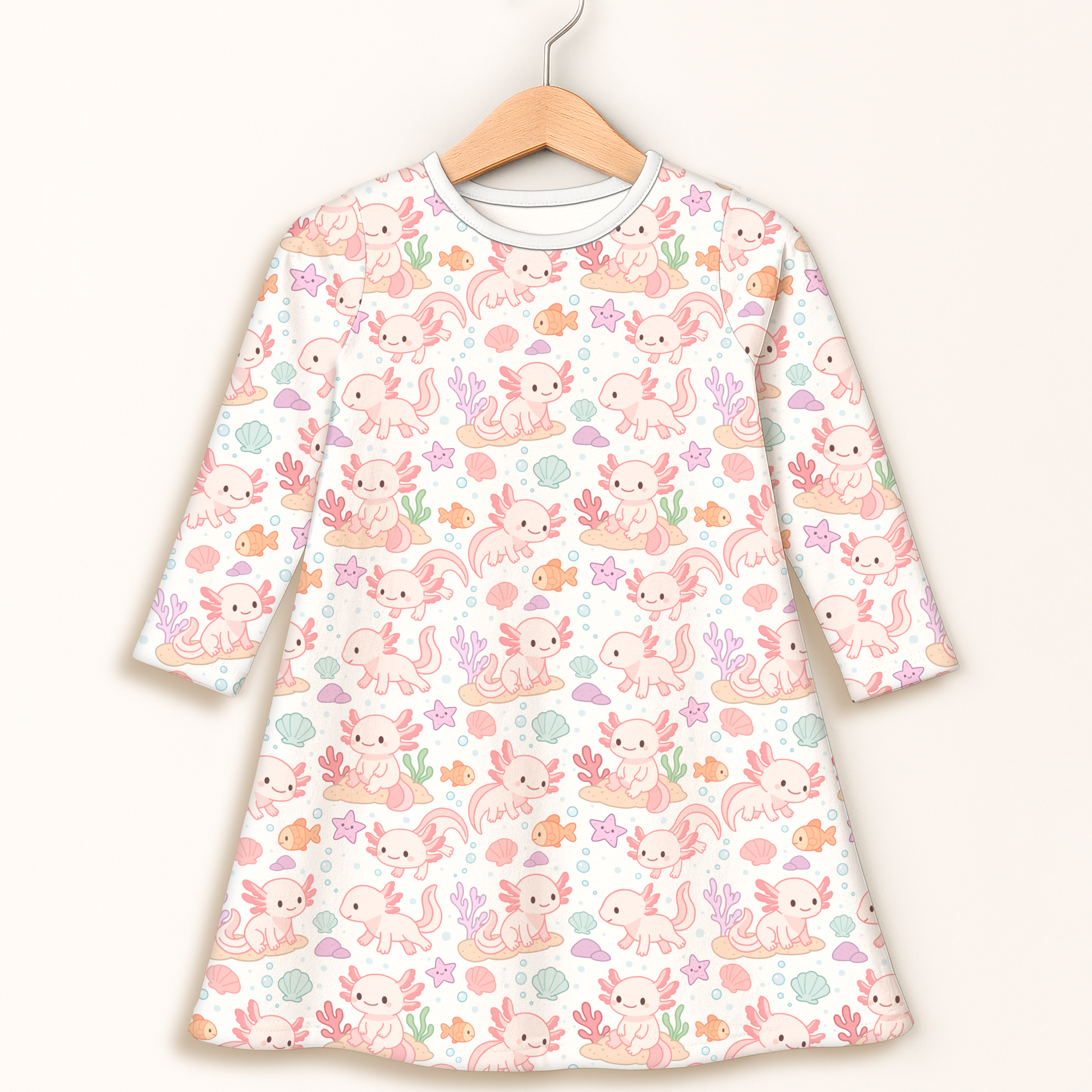 Girls Axolotl Long Sleeve Dress