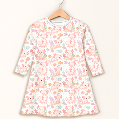 Girls Axolotl Long Sleeve Dress