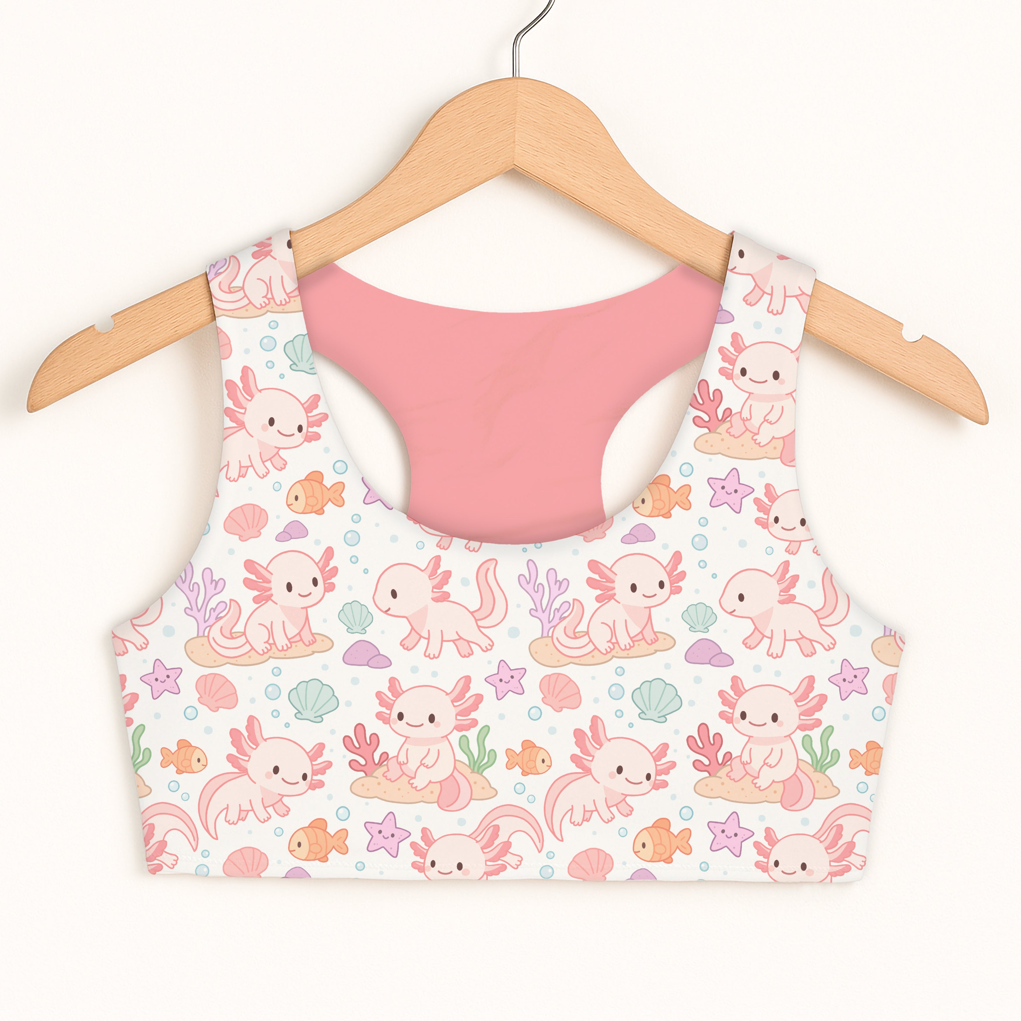 Girls Axolotl Sports Bra - Quick Drying, Double Layered Comfort