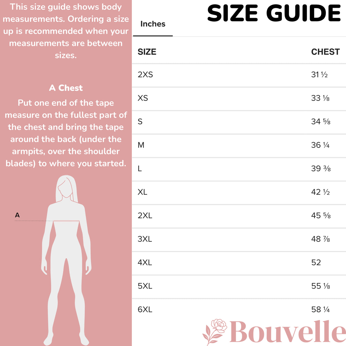 Size guide for Women's Dog Face Recycled Bandeau Bikini - Quick Drying Fabric With UPF 50+