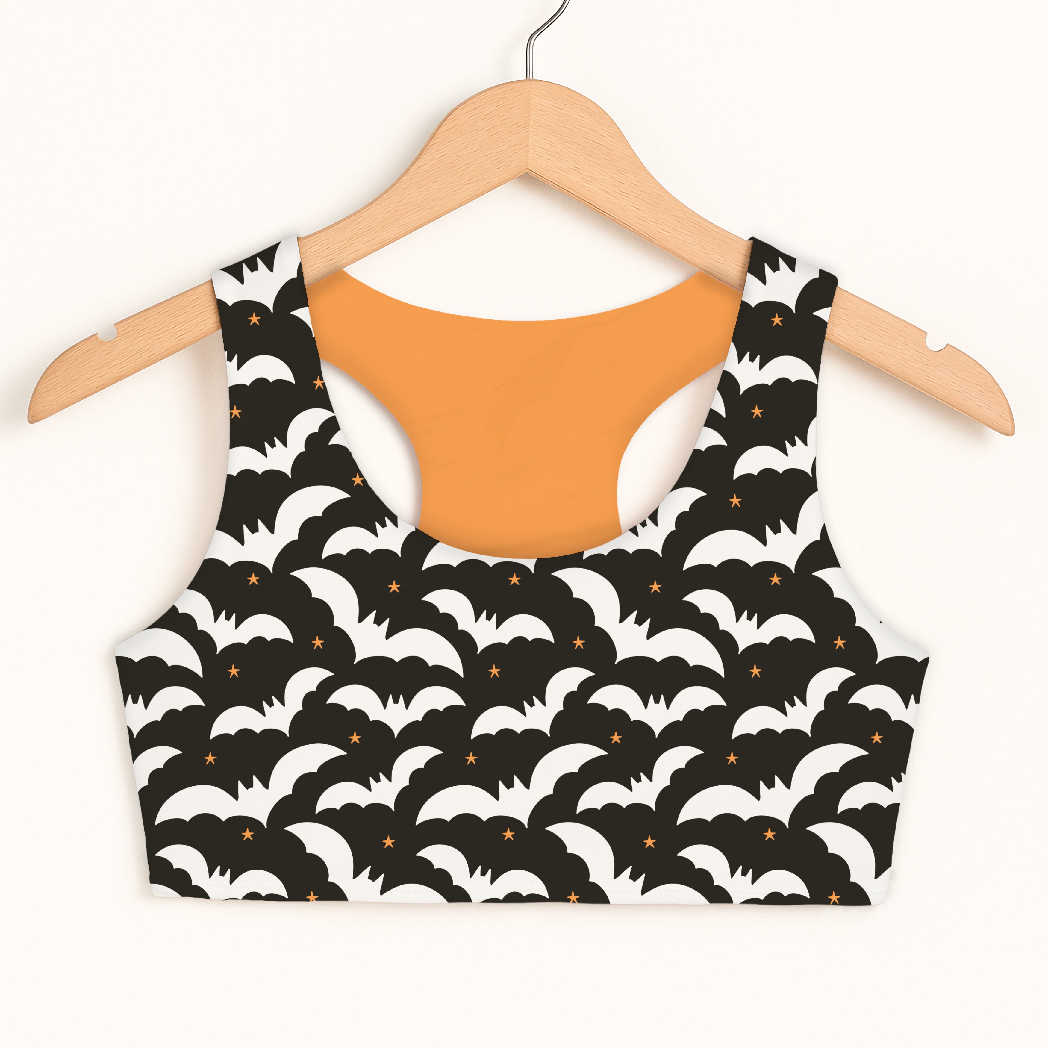 Girls Halloween Bats Sports Bra - Quick Drying, Double Layered Comfort