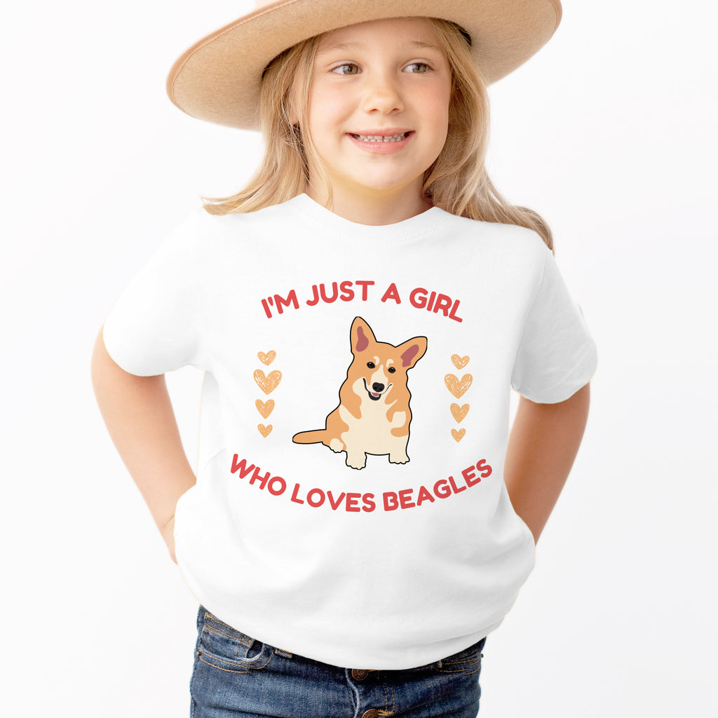 Girls 'I'm Just a Girl Who Loves Beagles' Dog T-Shirt - Soft Lightweight Cotton Tee