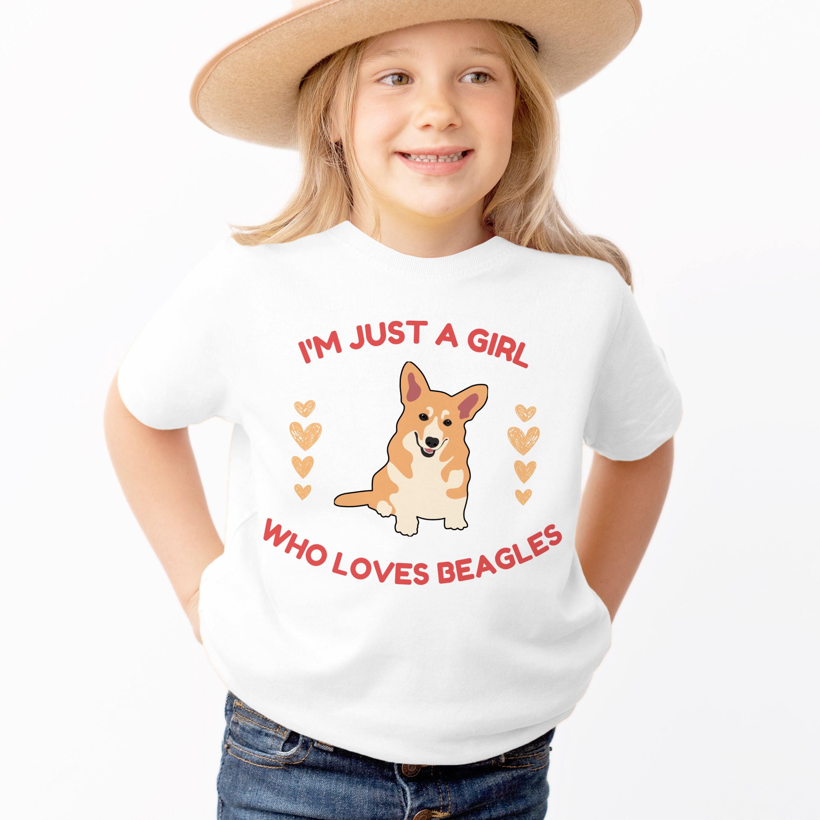 Girls 'I'm Just a Girl Who Loves Beagles' Dog T-Shirt - Soft Lightweight Cotton Tee