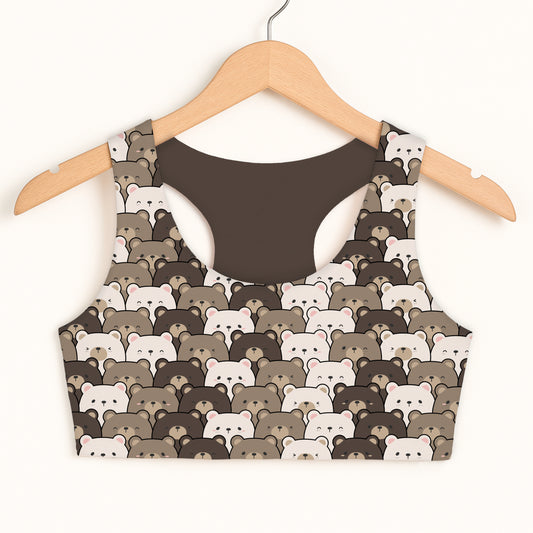 Girls Bear Face Sports Bra — Quick Drying, Double Layered Comfort