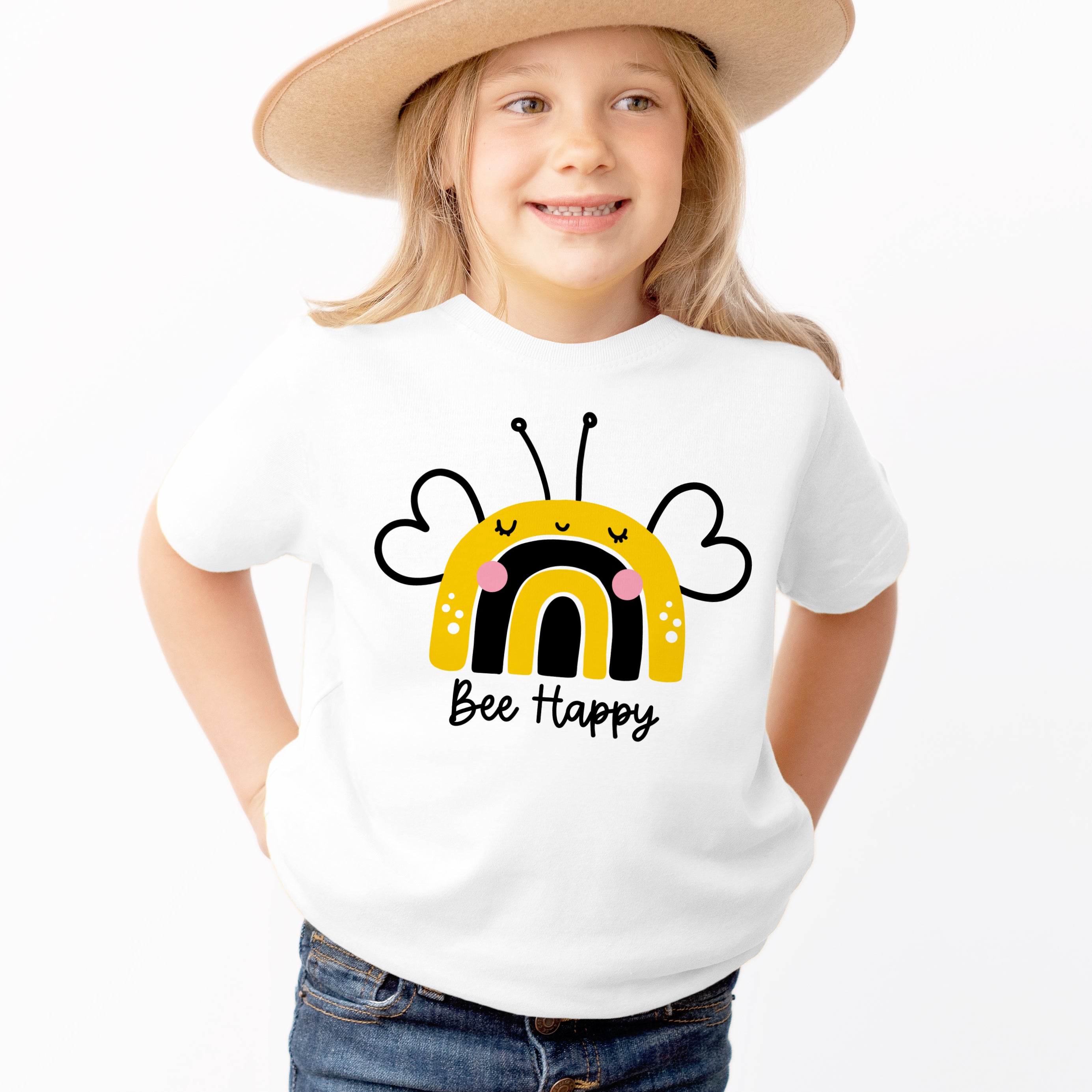 Kids 'Bee Happy' Bumblebee T-Shirt - Soft Lightweight Cotton Tee