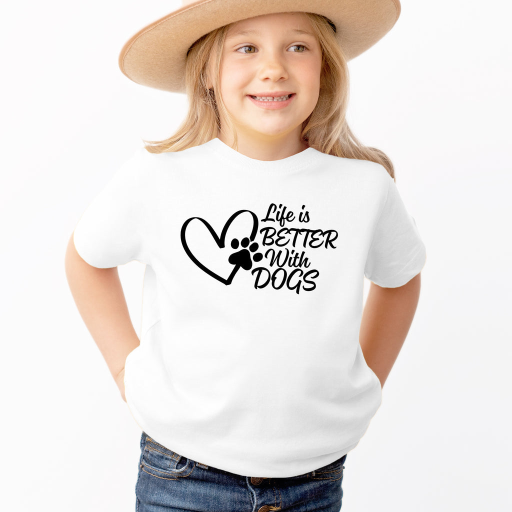 Kids 'Life Is Better With Dogs' T-Shirt - Soft Lightweight Cotton Tee