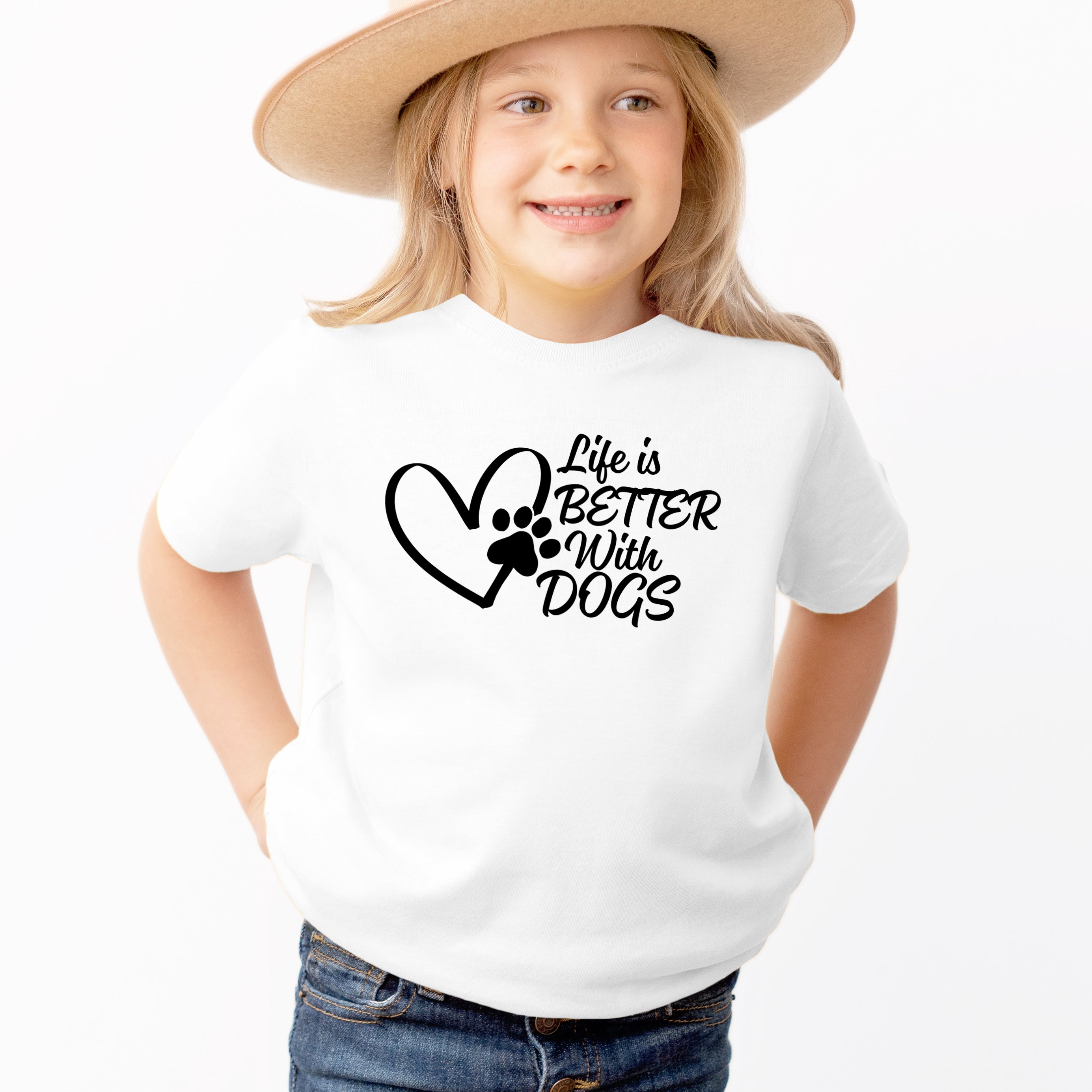 Kids 'Life Is Better With Dogs' T-Shirt - Soft Lightweight Cotton Tee