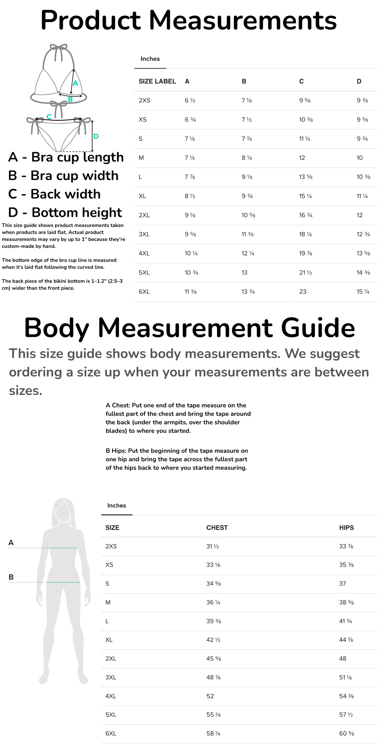 Size guide for Women's Dog Face Buttery Soft Recycled String Bikini With UPF 50+