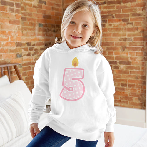 Girls Custom Age Birthday Candle Hoodie 