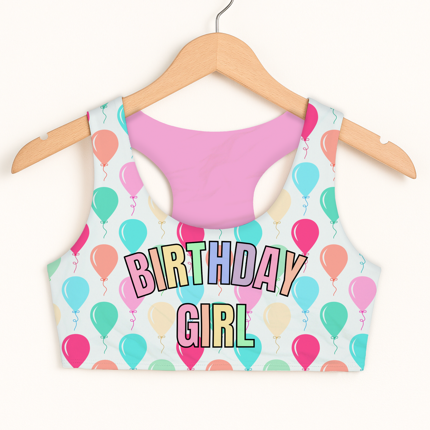 Girls 'Birthday Girl' Balloons Sports Bra