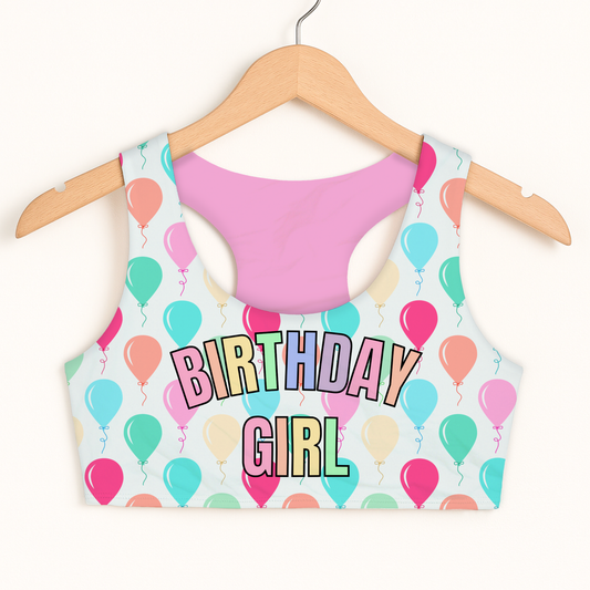 Girls 'Birthday Girl' Balloons Sports Bra