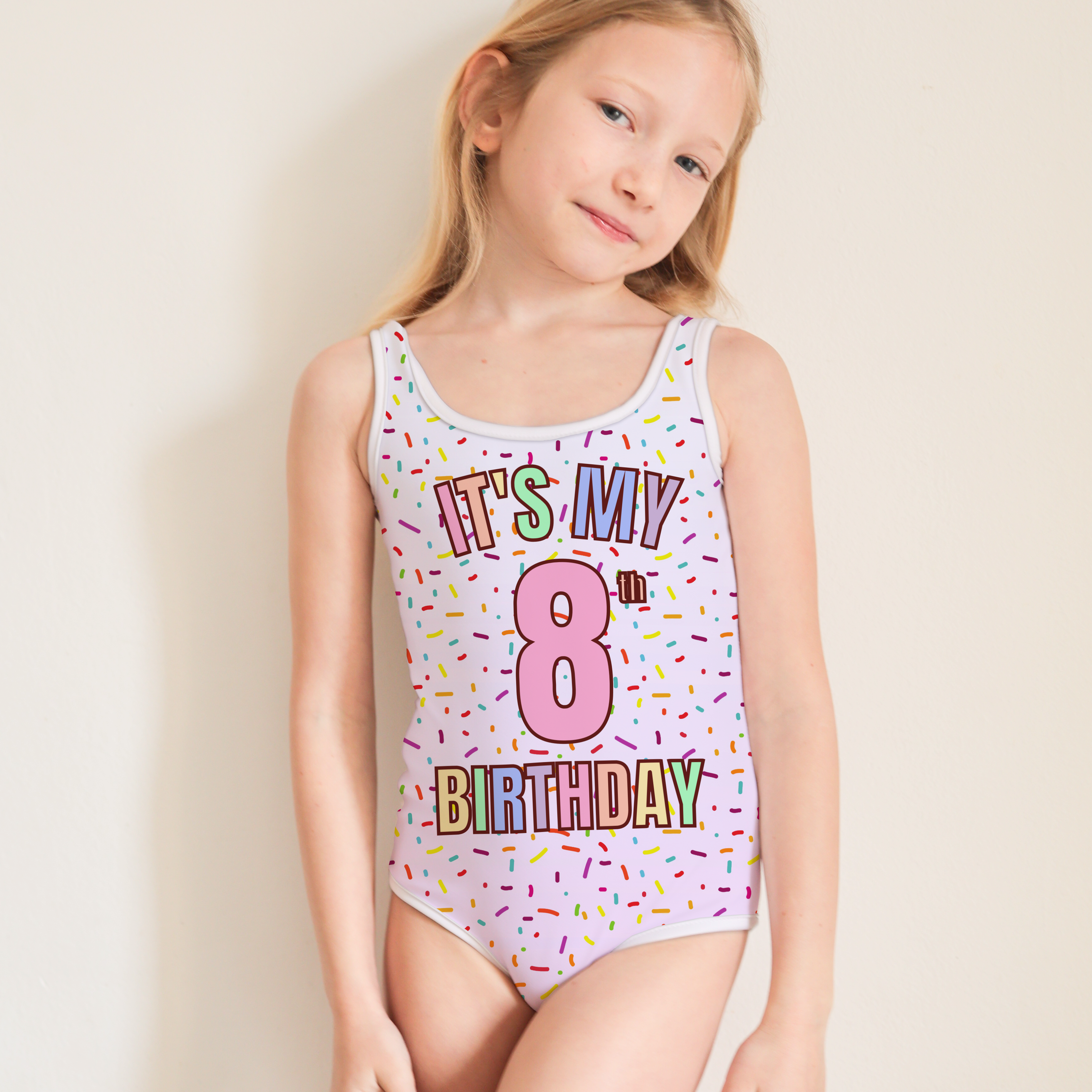 Girls Rainbow Sprinkles Custom Age It's My Birthday Buttery Soft Leotard - Quick Drying For Dance and Gymnastics 