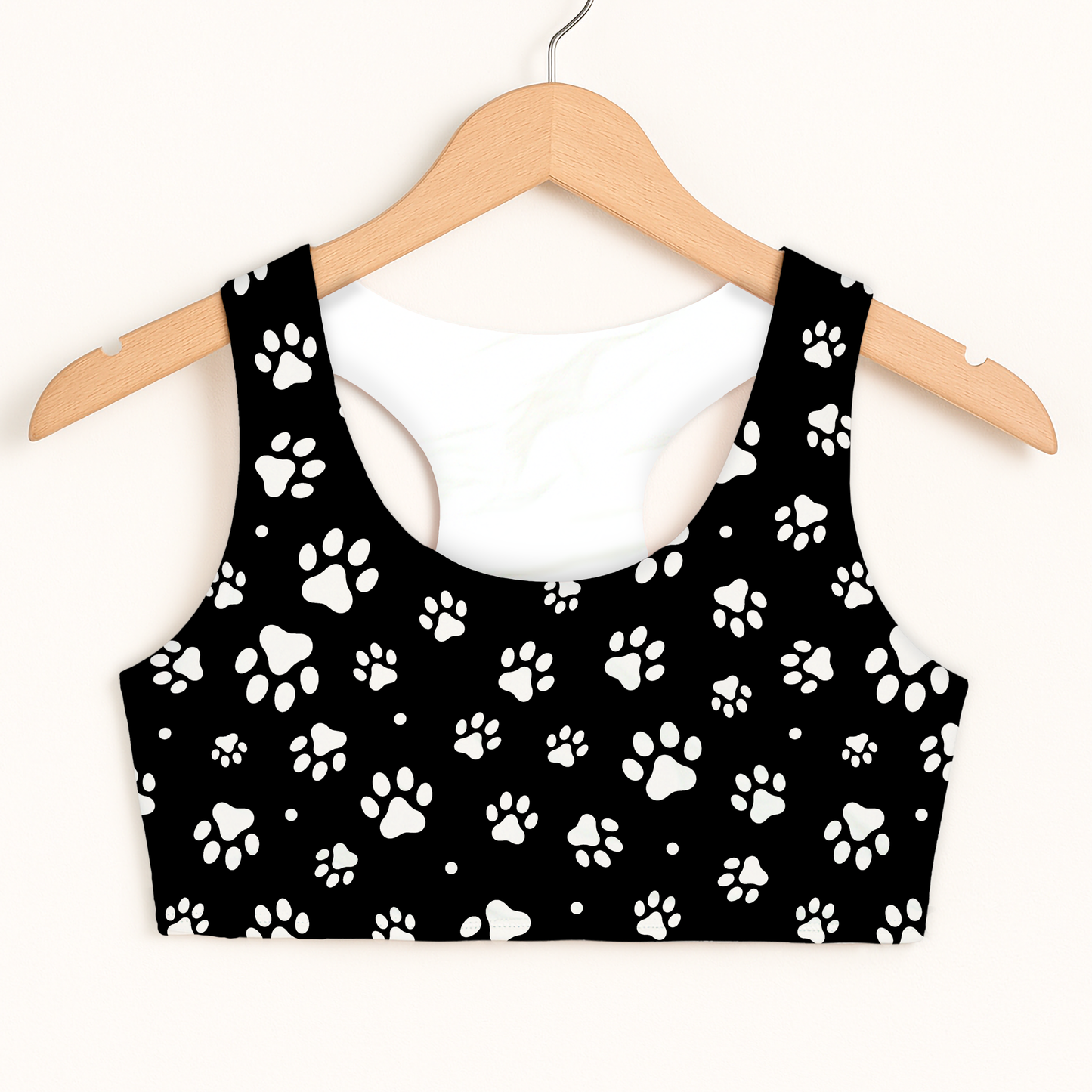 Girls Paw Print Sports Bra — Quick Drying, Double Layered Comfort