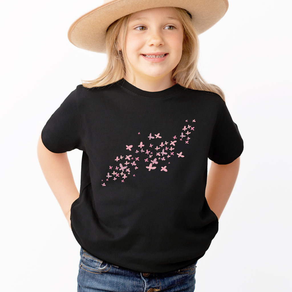 Kids Pink Butterflies T-Shirt - Soft Lightweight Cotton Tee