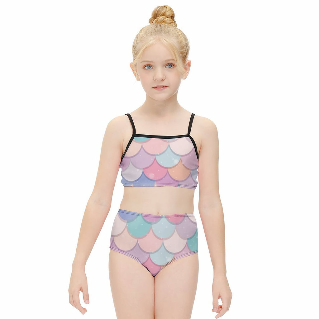Girls Rainbow Mermaid Two Piece Quick Drying Swimsuit