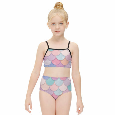 Girls Rainbow Mermaid Two Piece Quick Drying Swimsuit