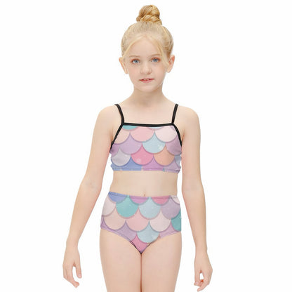 Girls Rainbow Mermaid Two Piece Quick Drying Swimsuit