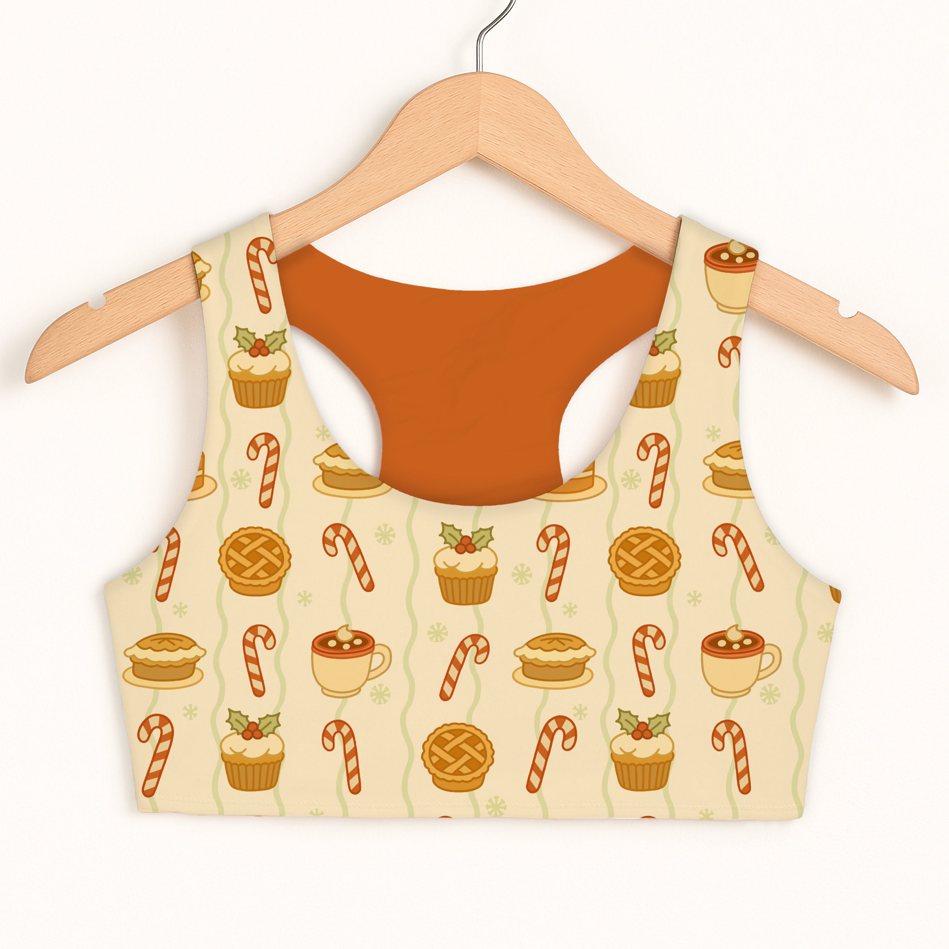 Girls Christmas Treats Sports Bra - Quick Drying, Double Layered Comfort