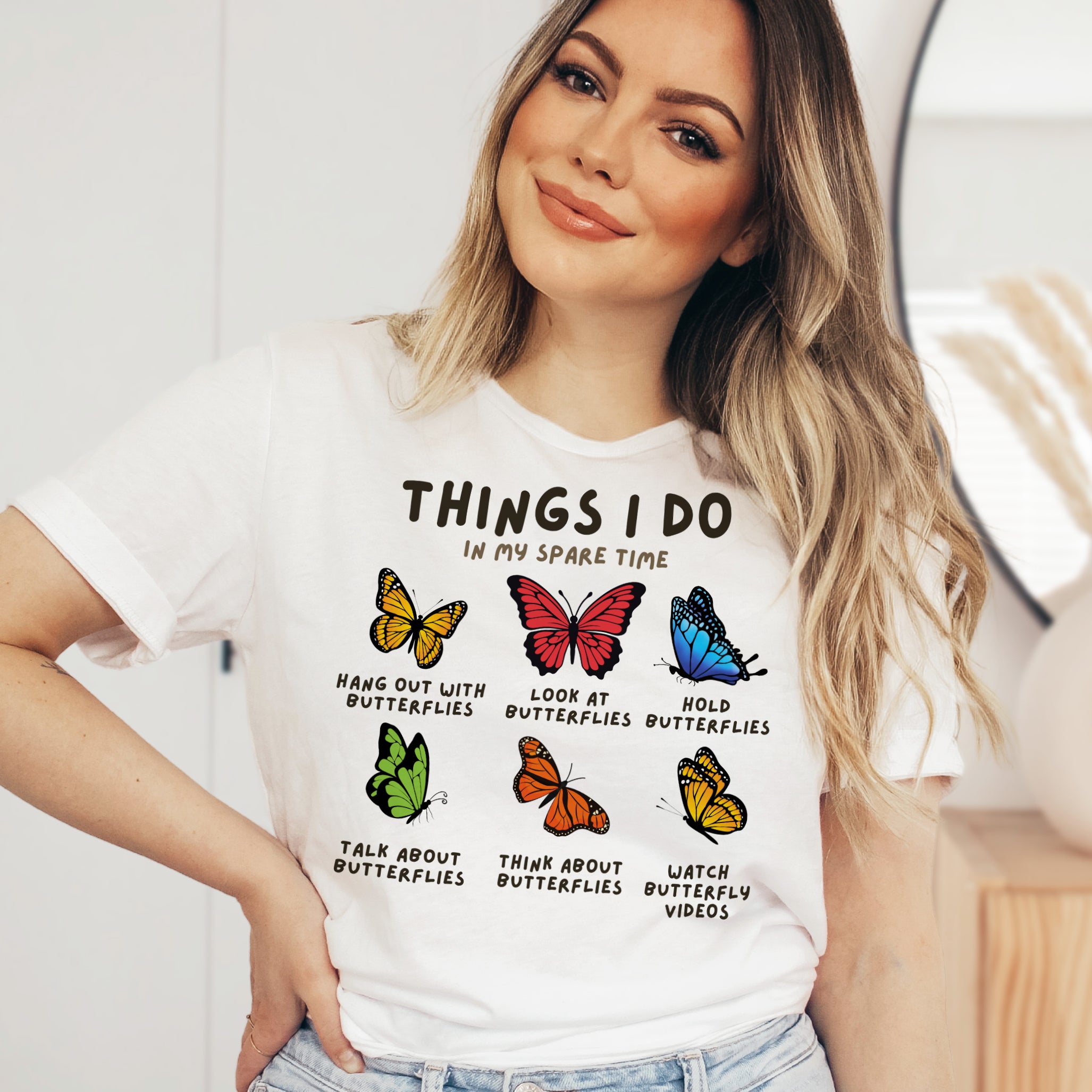 Things I Do In My Spare Time Butterfly T-Shirt - Soft Lightweight Cotton Pre-Shrunk Tee