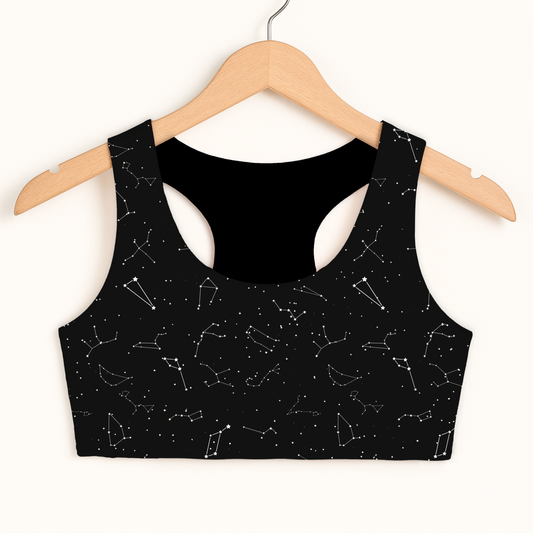 Girls Realistic Constellations Sports Bra — Quick Drying, Double Layered Comfort