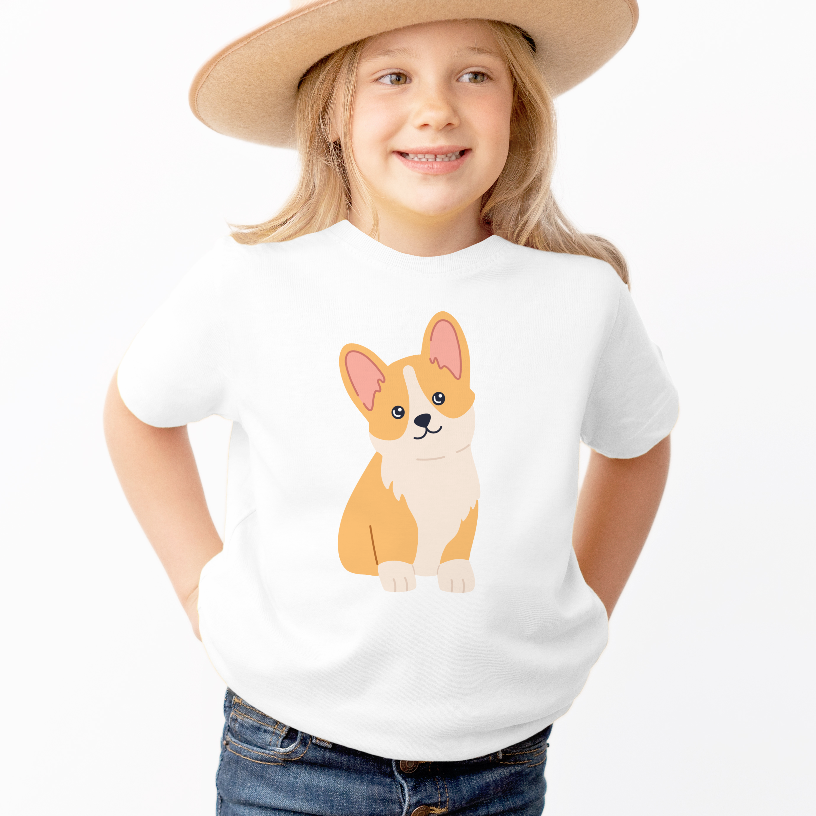 Toddler & Kids Corgi Dog T-Shirt - Soft Lightweight Cotton Tee