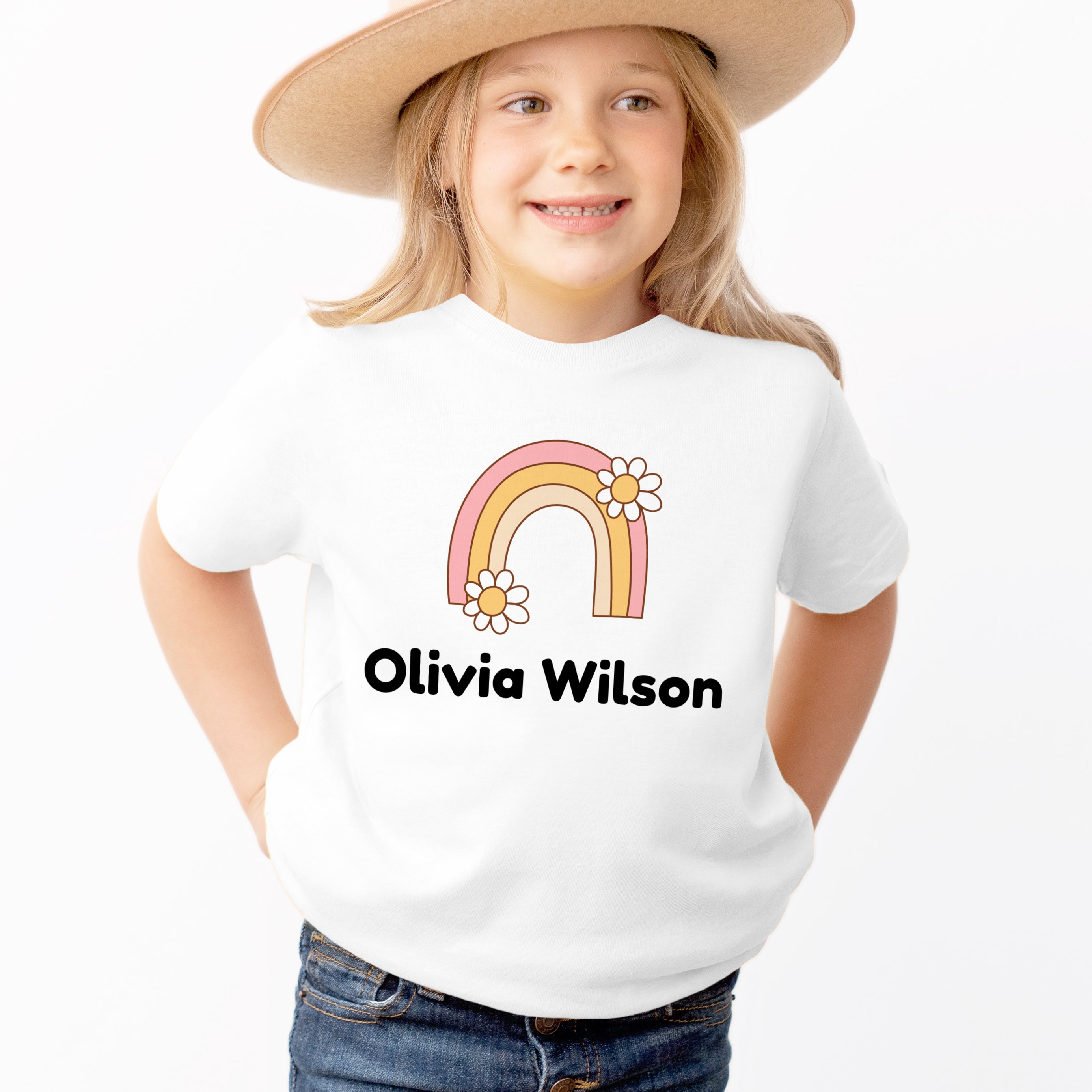 Kids Personalized Rainbow T-Shirt - Soft Lightweight Cotton Tee