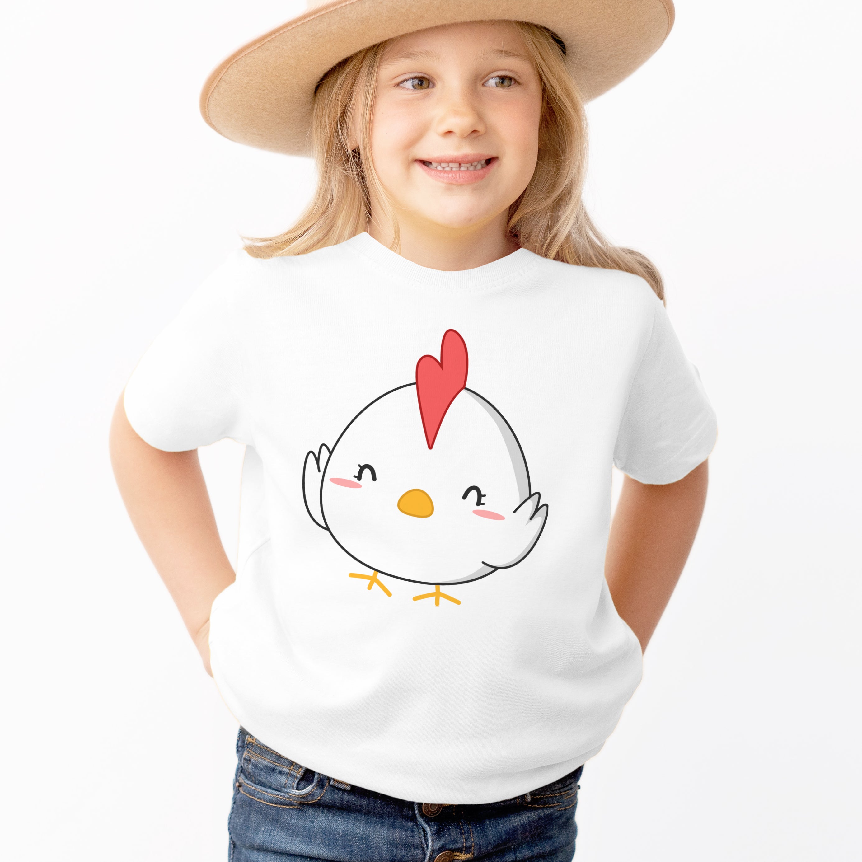 Kids Cute Chicken T-Shirt - Soft Lightweight Cotton Tee