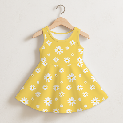Girls Yellow Daisy Sleeveless Dress