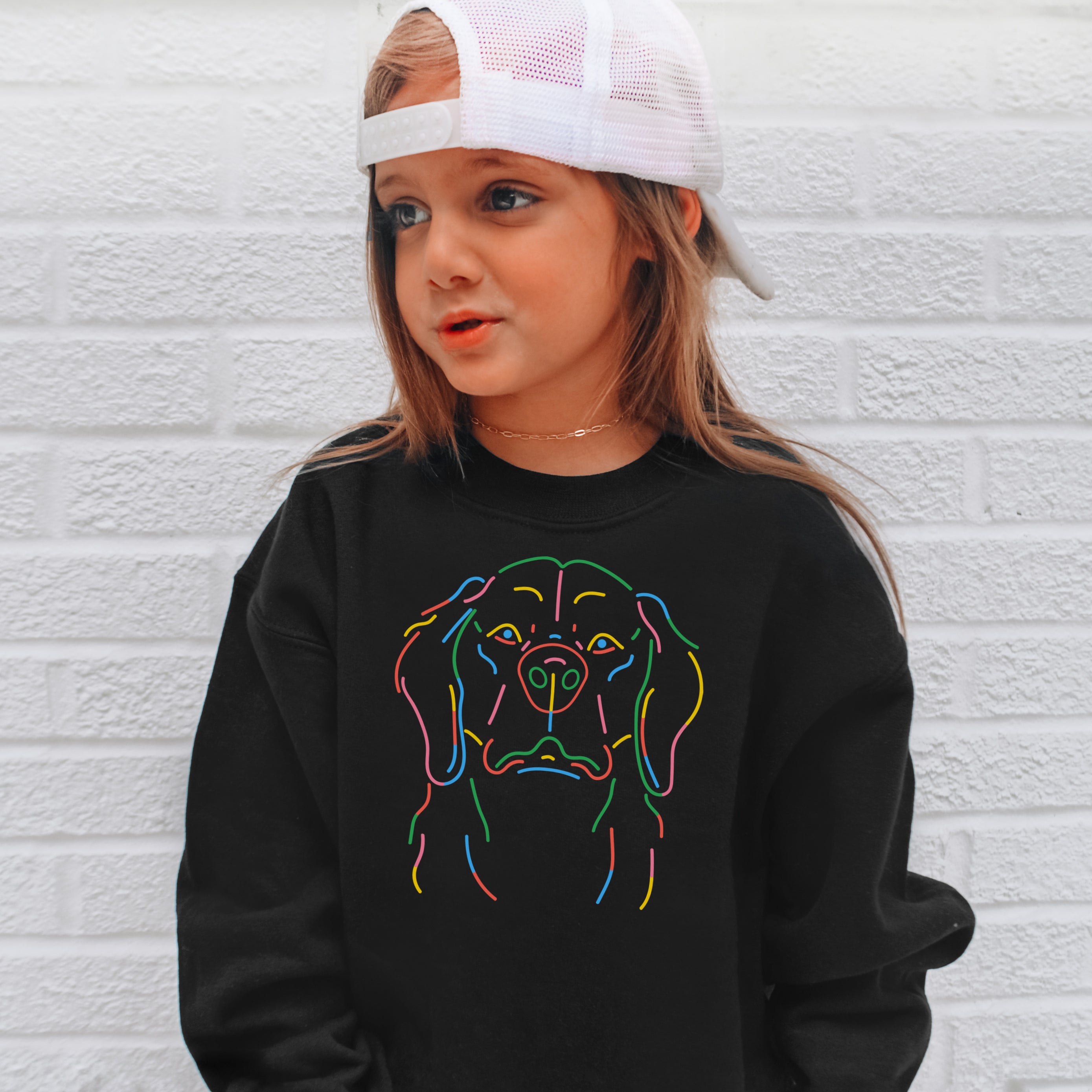 Kids Colorful Dog Outline Sweatshirt