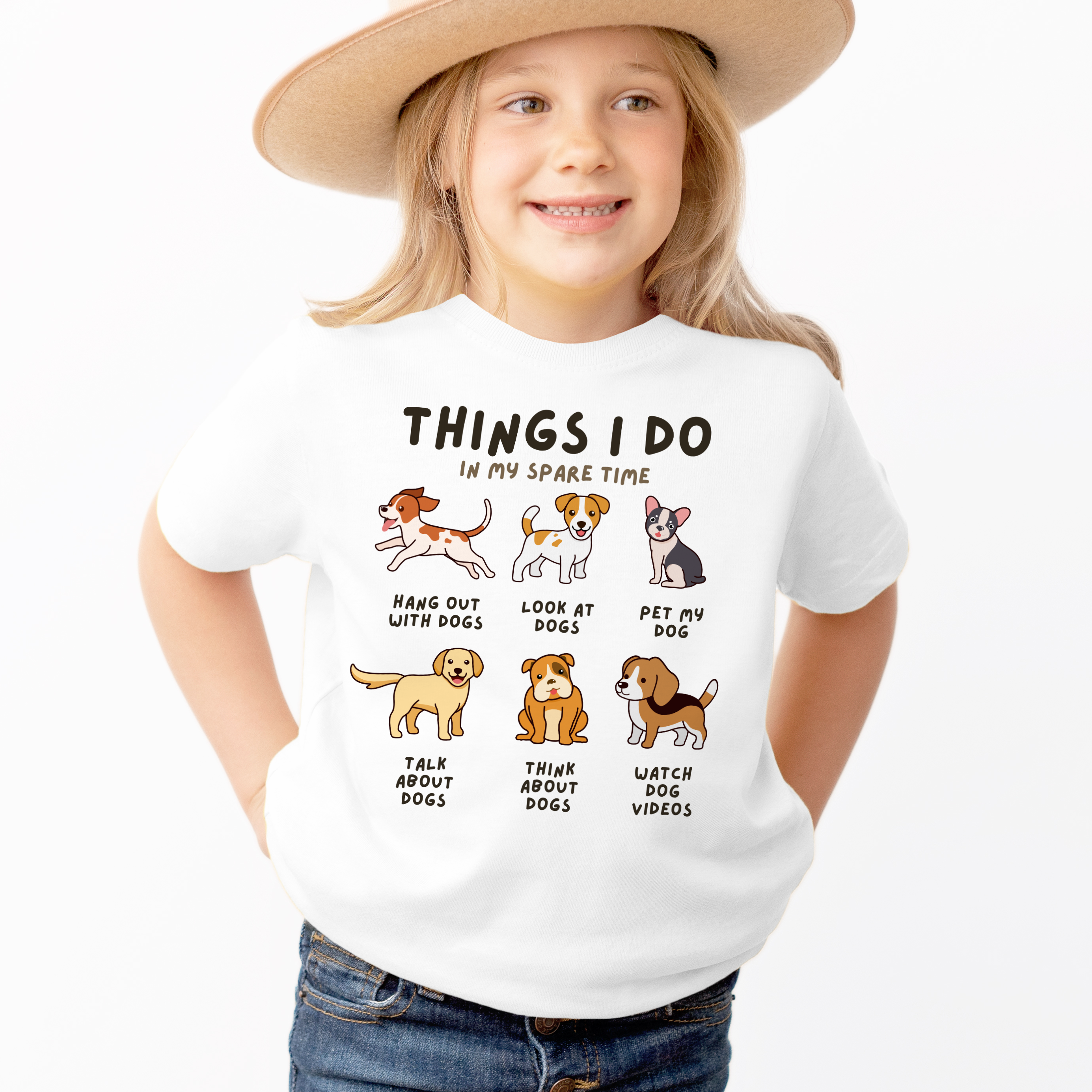 Kids 'Things I Do In My Spare Time' Dog T-Shirt - Soft Lightweight Cotton Tee