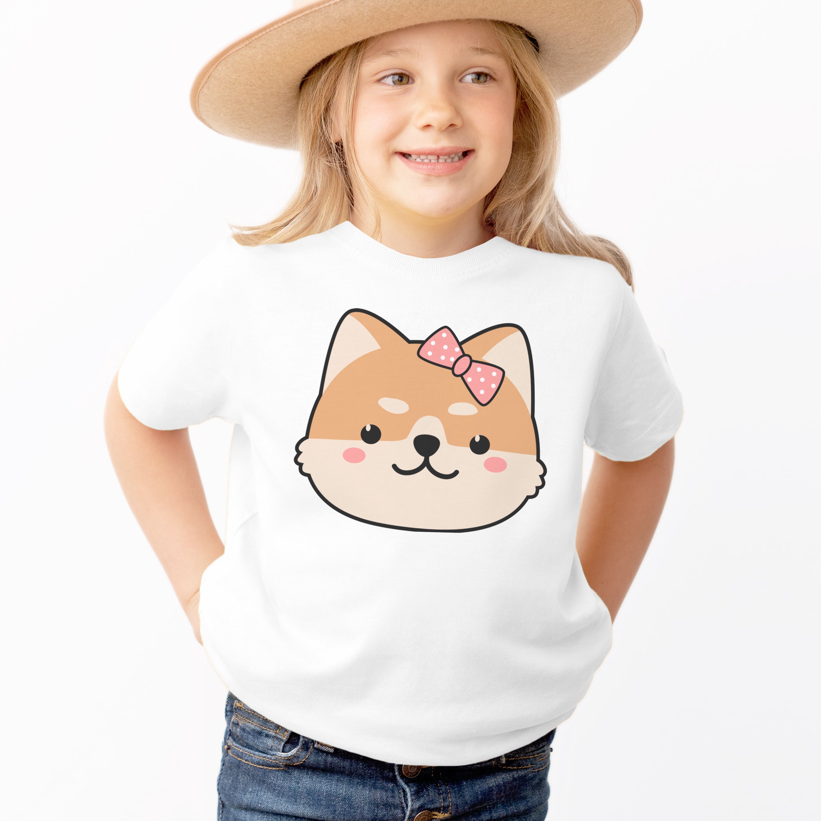 Kids Puppy Bow T-Shirt - Soft Lightweight Cotton Tee