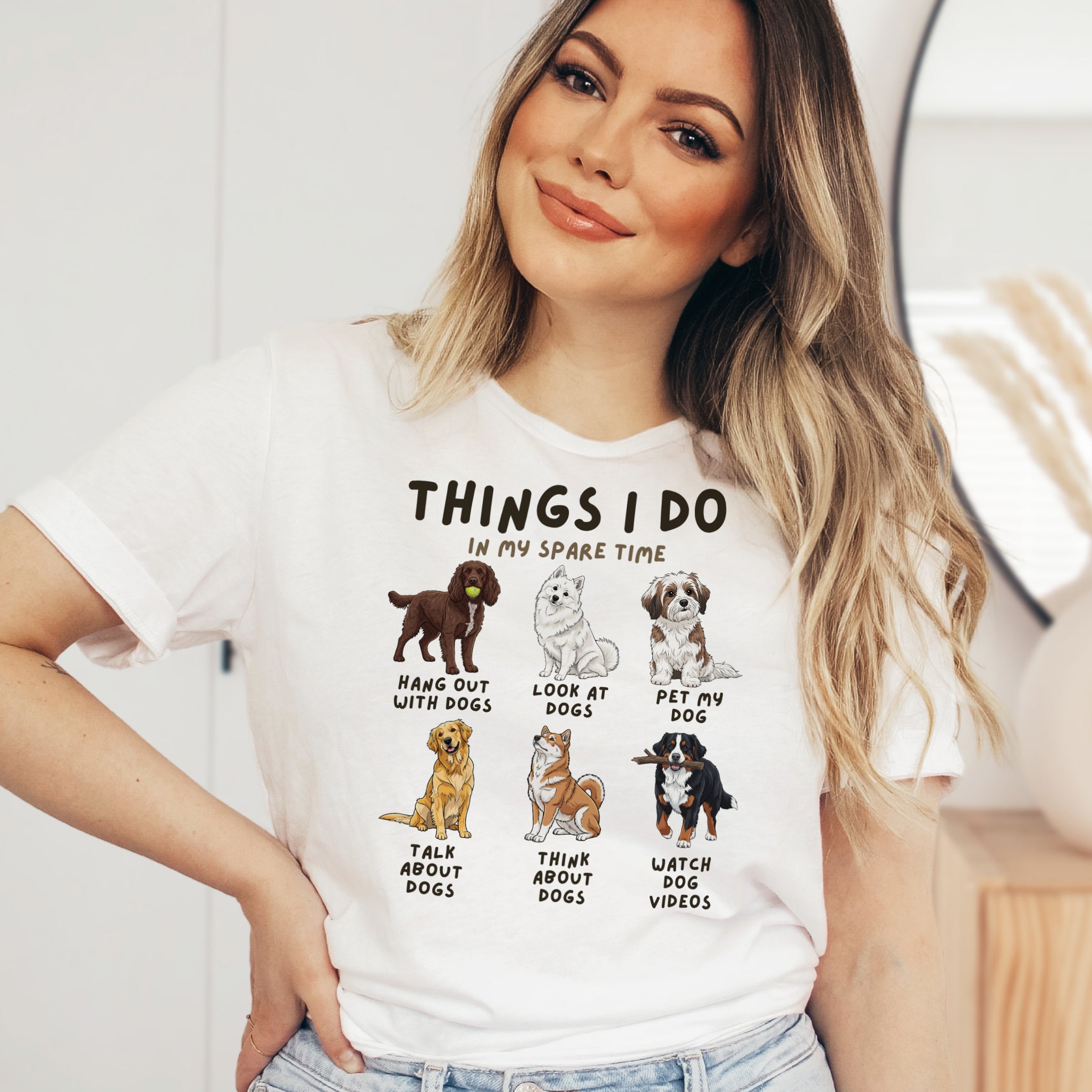 Things I Do In My Spare Time Dog Themed T-Shirt - Soft Lightweight Cotton Pre-Shrunk Tee