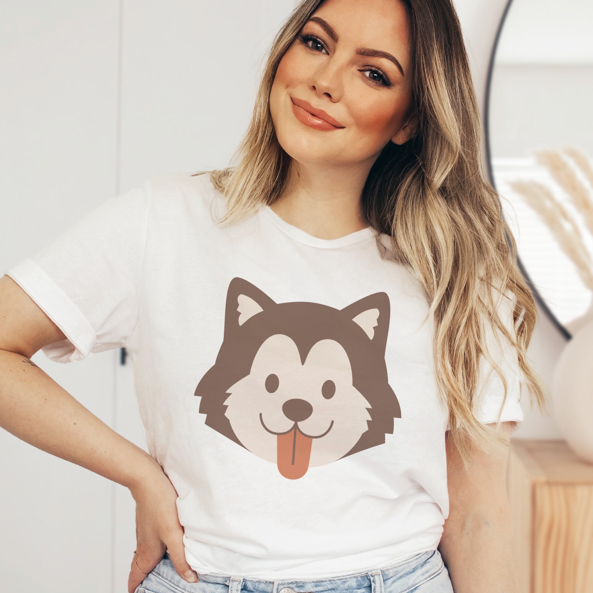 Cute Dog Face T-Shirt - Soft Lightweight Cotton Pre-Shrunk Tee