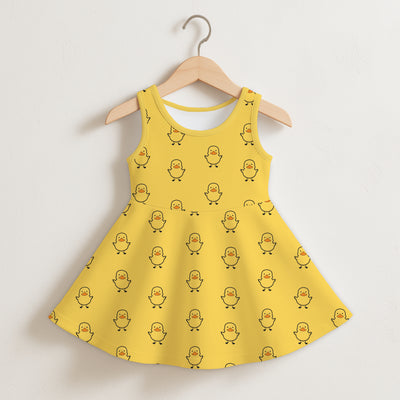Girls Yellow Rubber Duck Sleeveless Dress