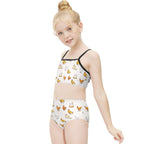 Girls Chicken Pattern Two Piece Quick Drying Swimsuit