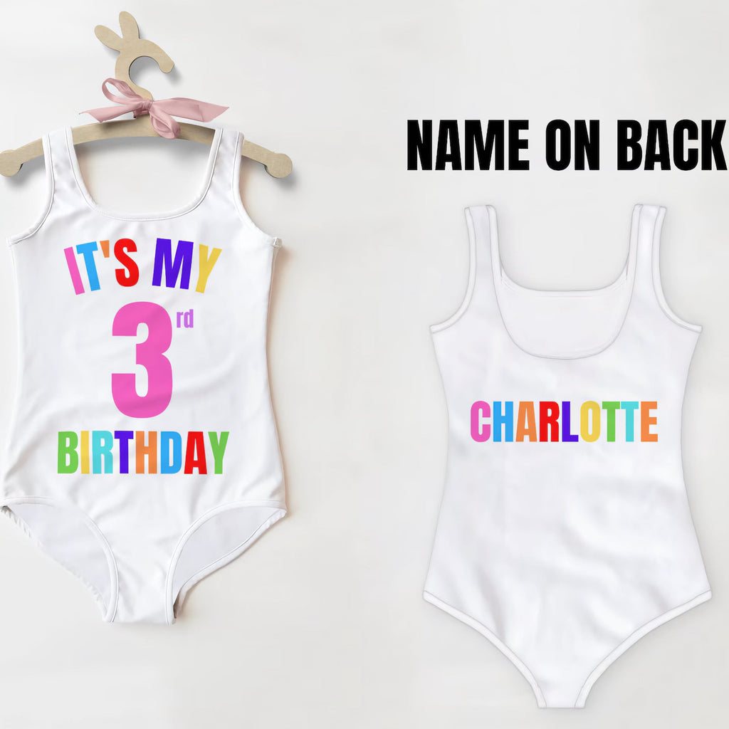Personalized It's My Birthday Swimsuit - Custom Age & Name On Back For Girls