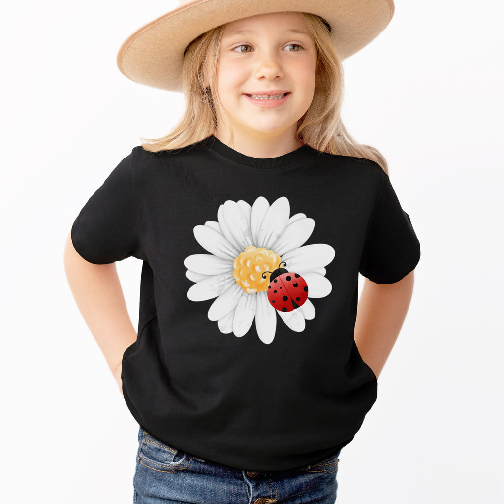 Kids Daisy Ladybug T-Shirt - Soft Lightweight Cotton Tee