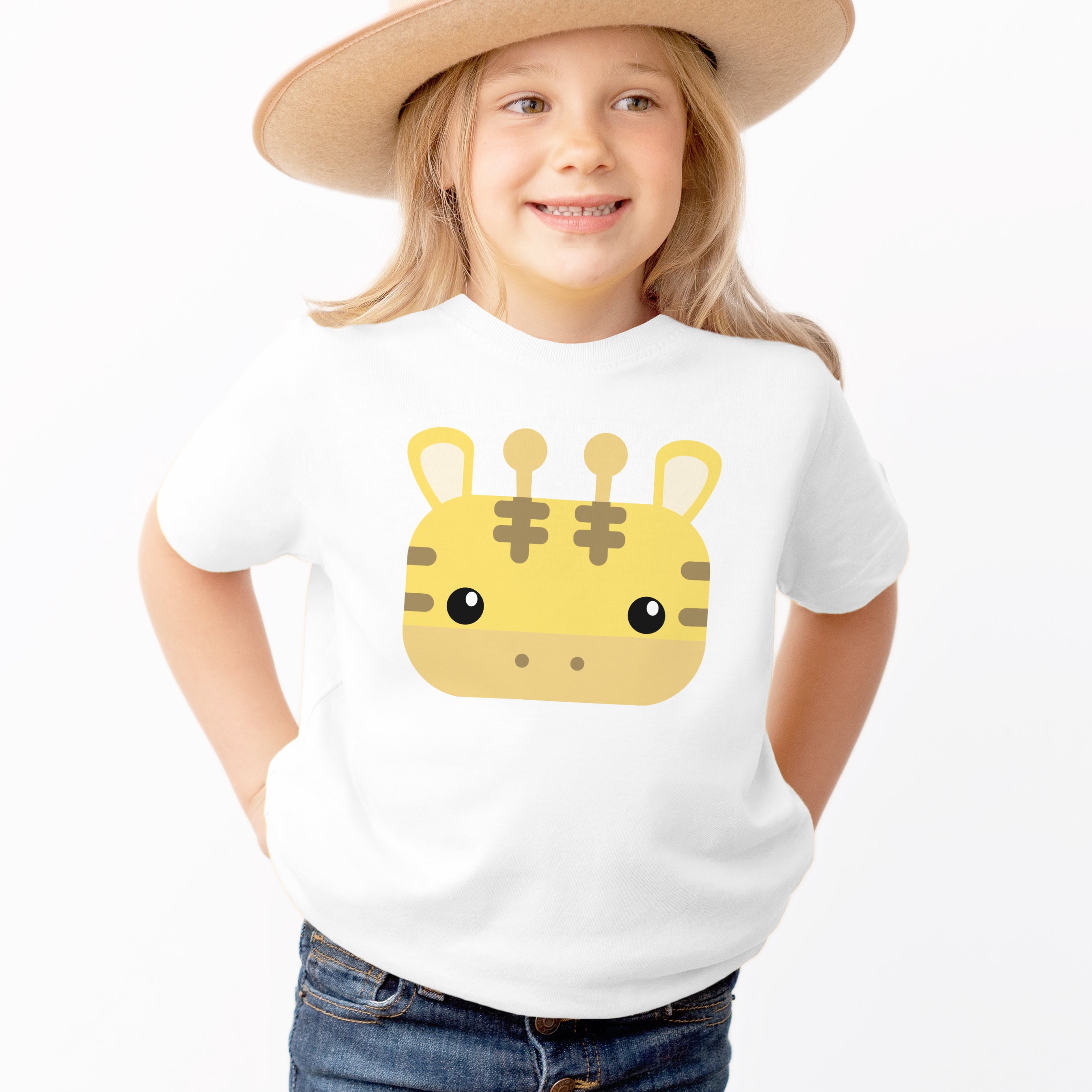 Kids Giraffe Face T-Shirt - Soft Lightweight Cotton Tee