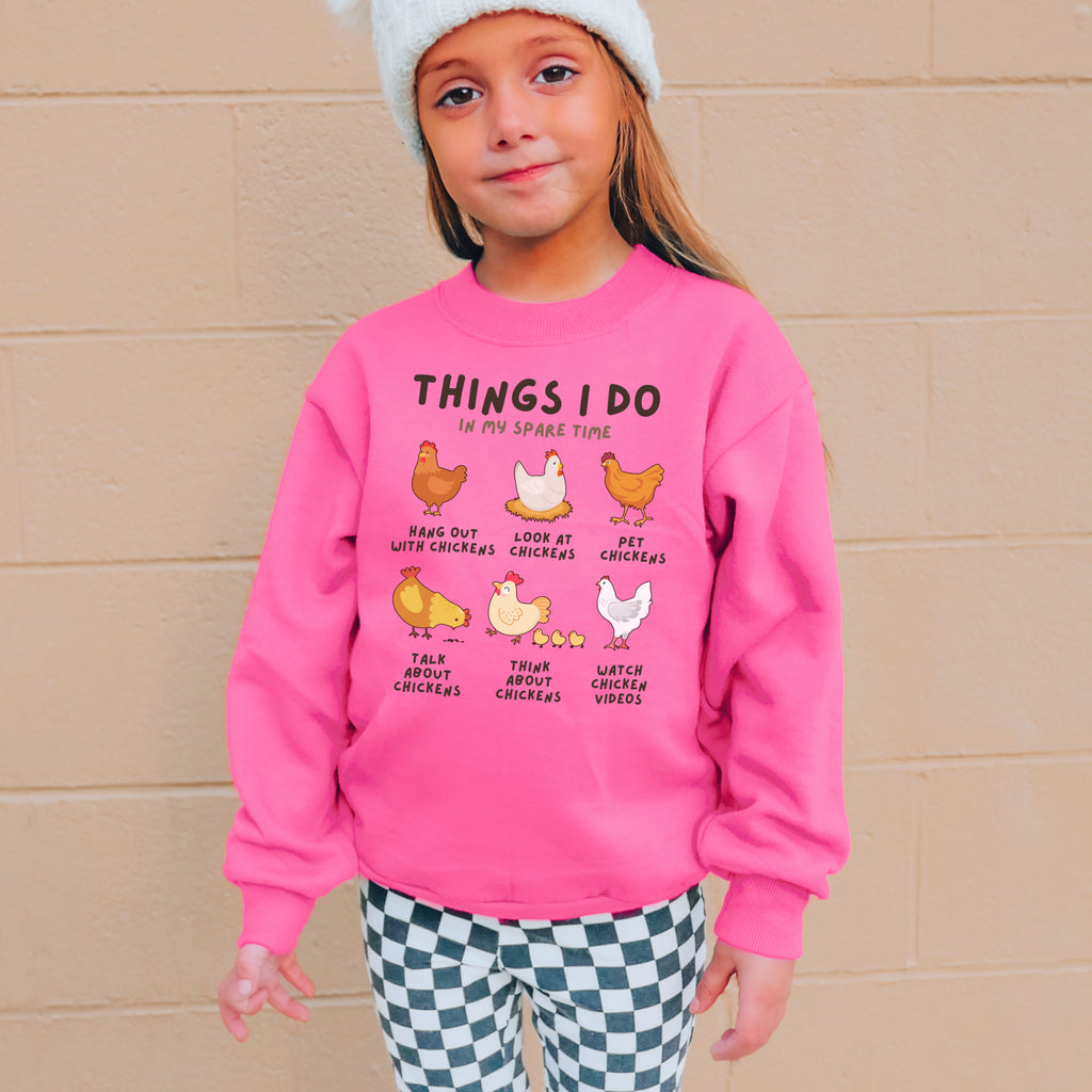 Kids 'Things I Do In My Spare Time' Chicken Sweatshirt – Cozy, Fun, and Perfect for Everyday Adventures