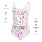 girls custom age birthday sprinkles swimsuit