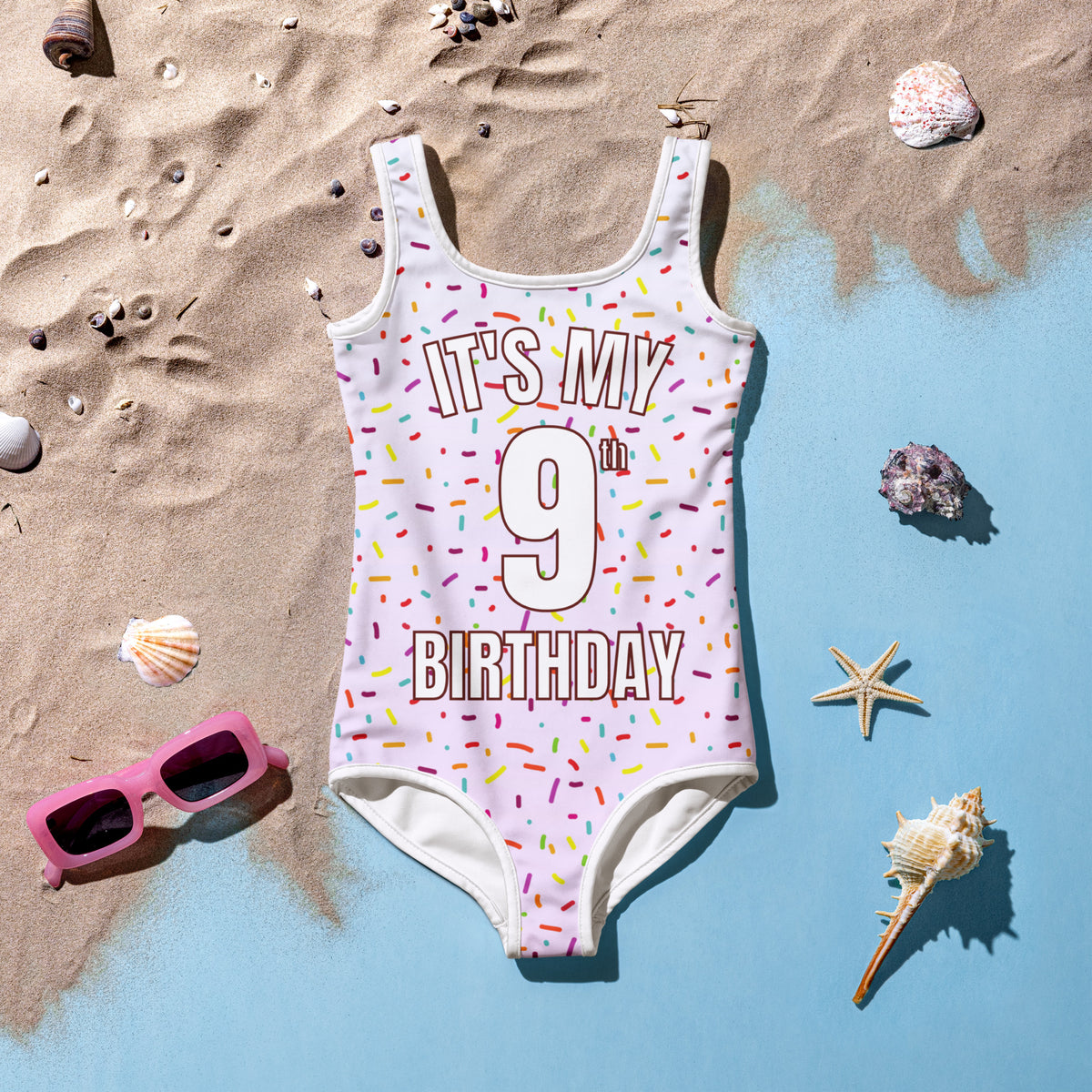 girls custom age it's my birthday sprinkles swimsuit