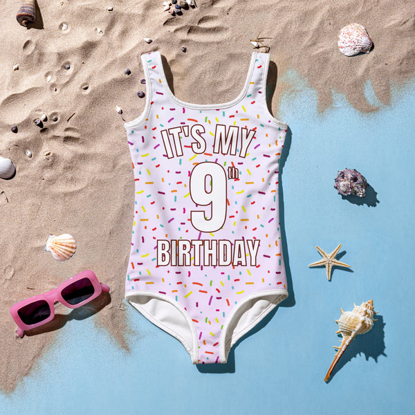 girls custom age it's my birthday sprinkles swimsuit