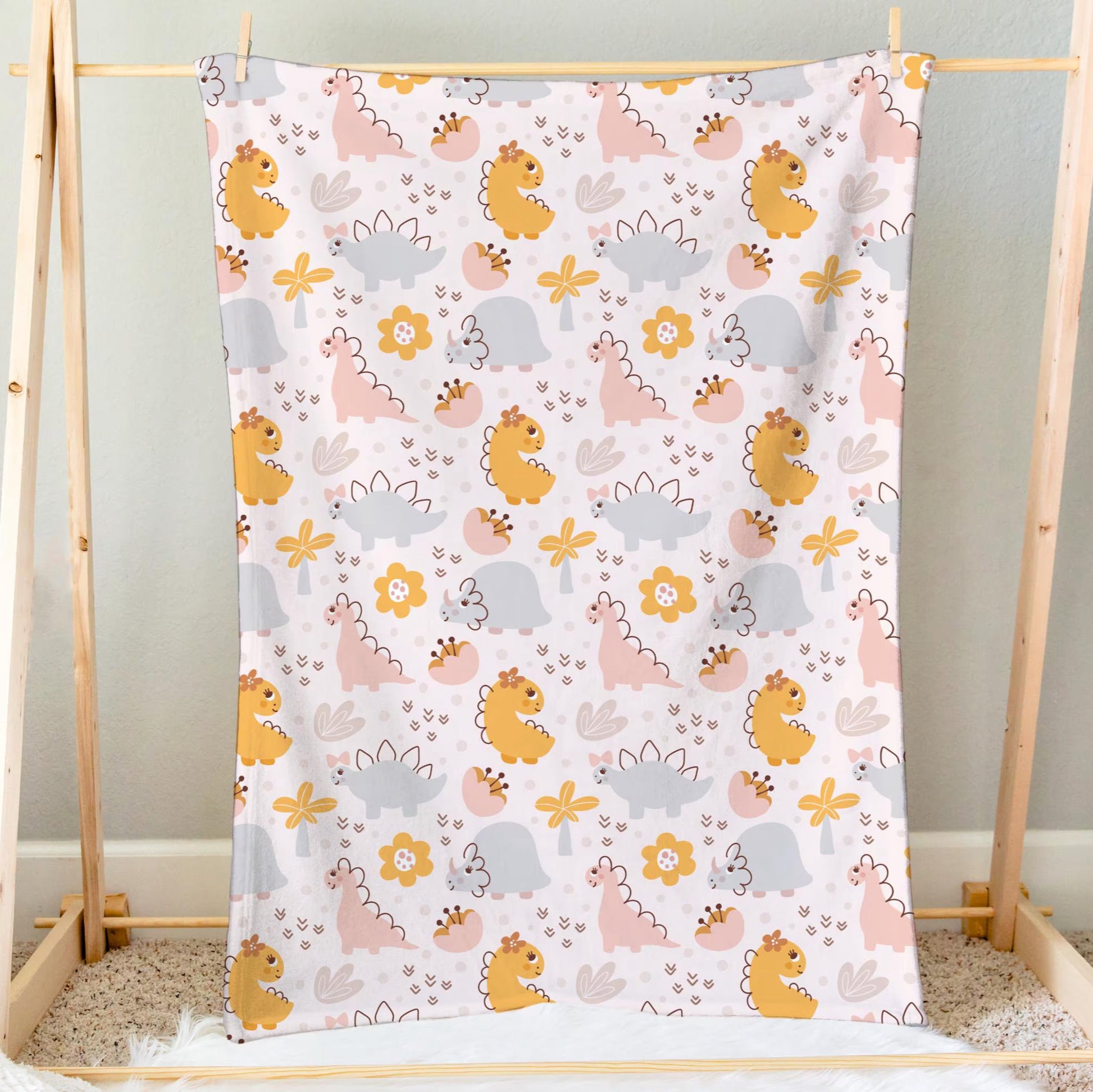 girls floral dinosaur blanket