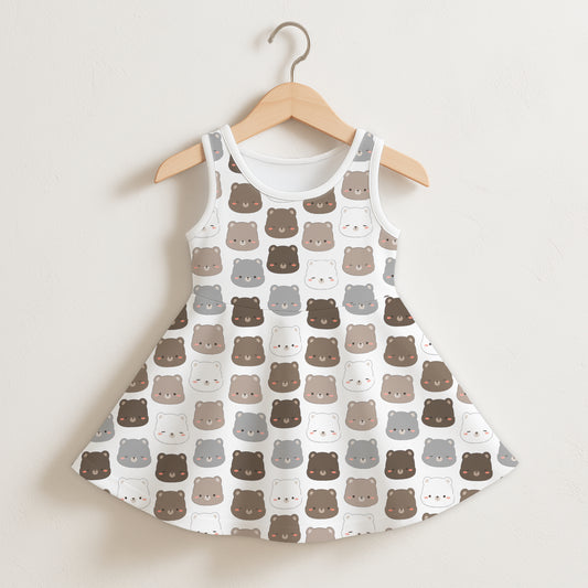 Girls Kawaii Bear Sleeveless Dress
