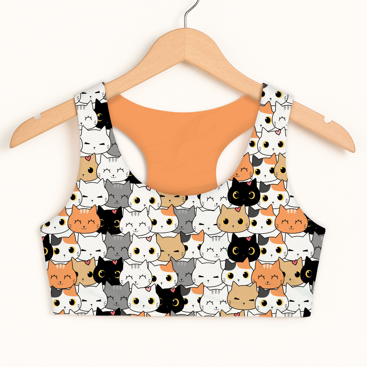 Girls Cat Face Sports Bra
