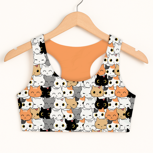 Girls Cat Face Sports Bra