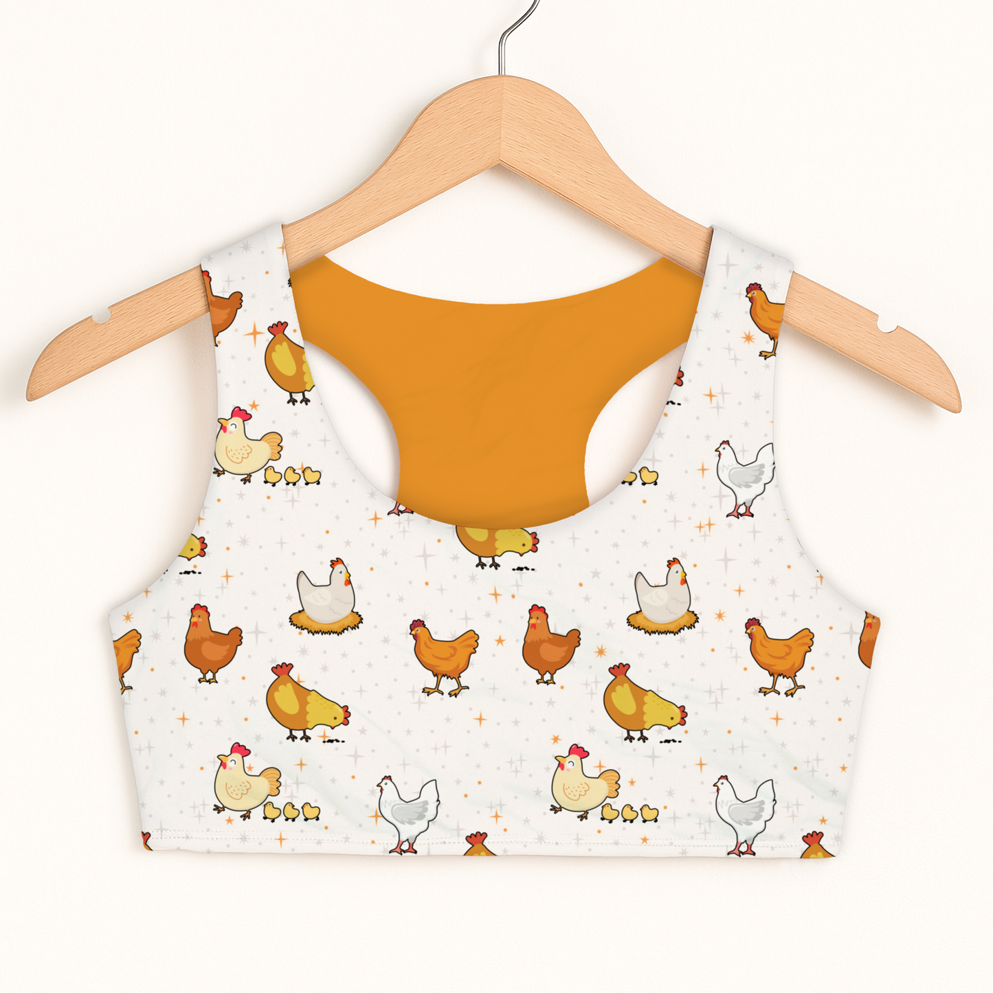 Girls Chicken Pattern Sports Bra