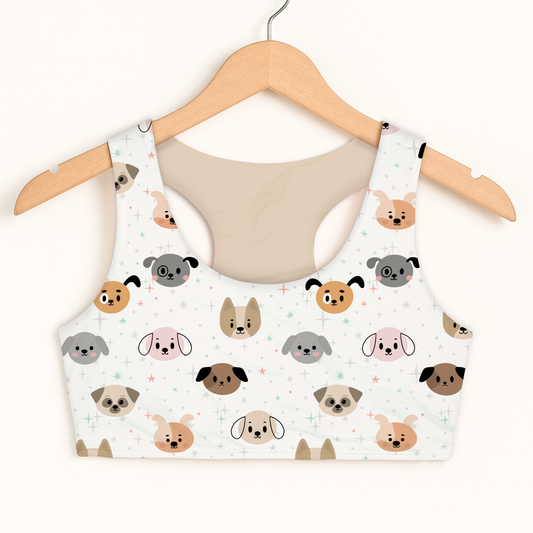 Girls Dog Face Sports Bra