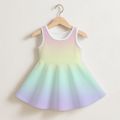 Girls Pastel Rainbow Sleeveless Dress
