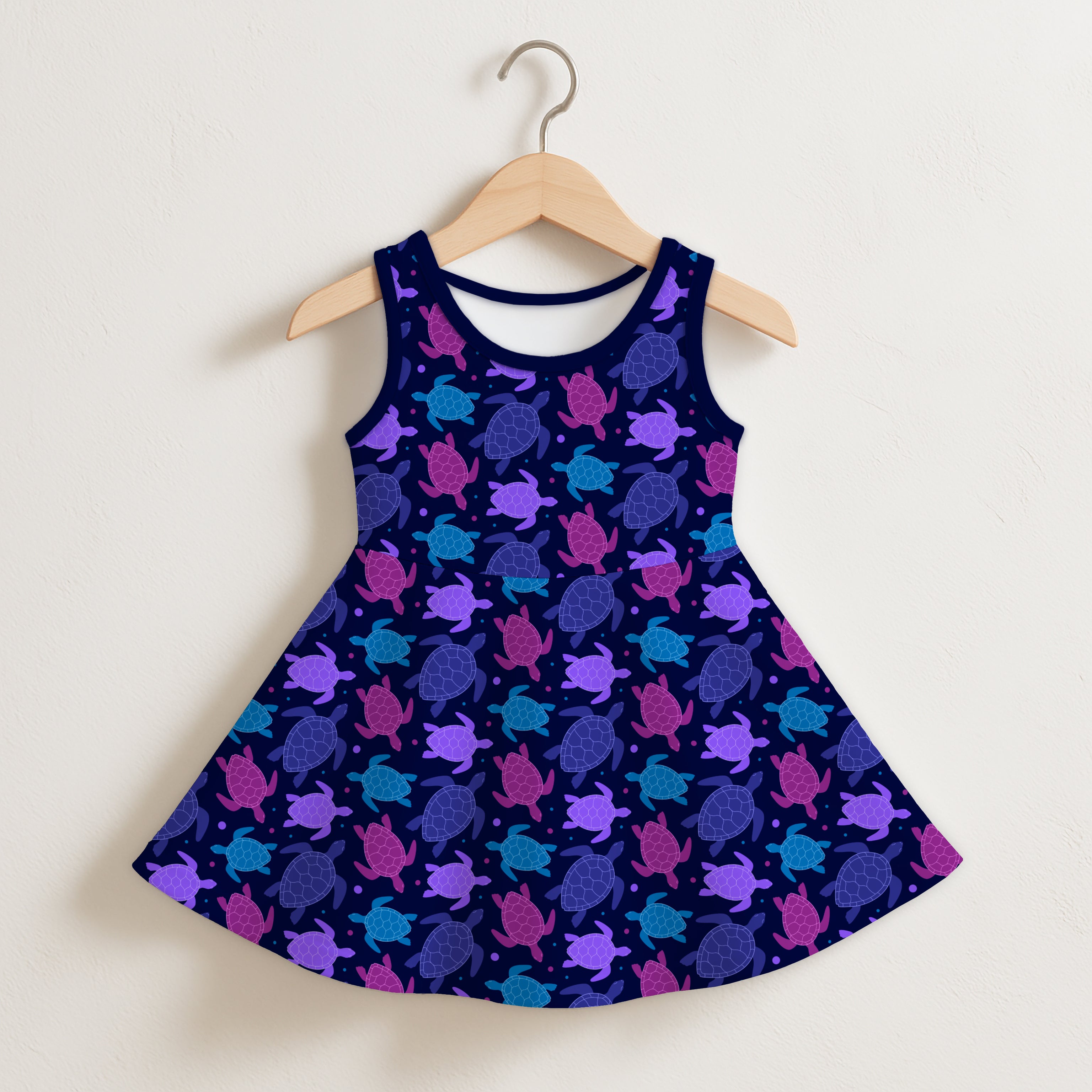 Girls Purple Turtle Sleeveless Dress